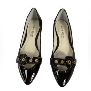 Anne Klein Black Flats with Gold Accents